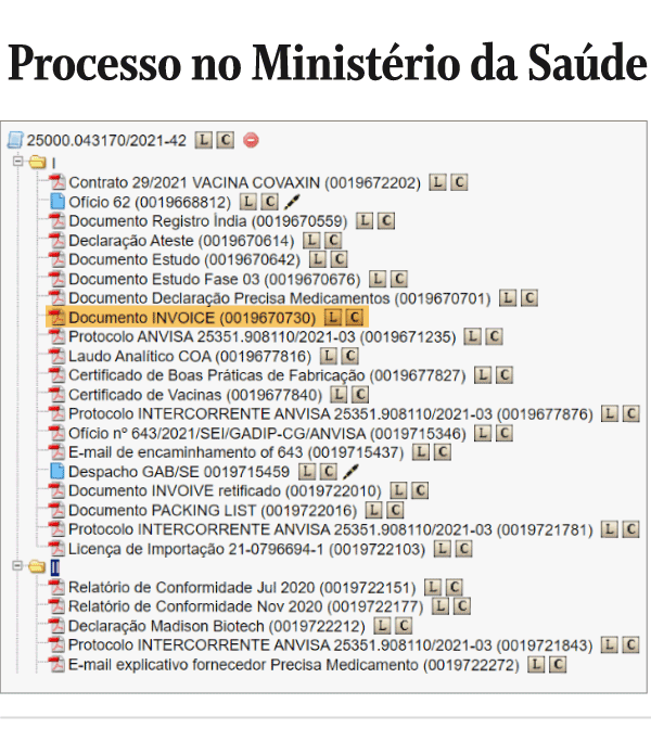 Documento sobre Covaxin que Palácio do Planalto diz que não existe está em sistema do Ministério da Saúde info covaxin importacao mobi
